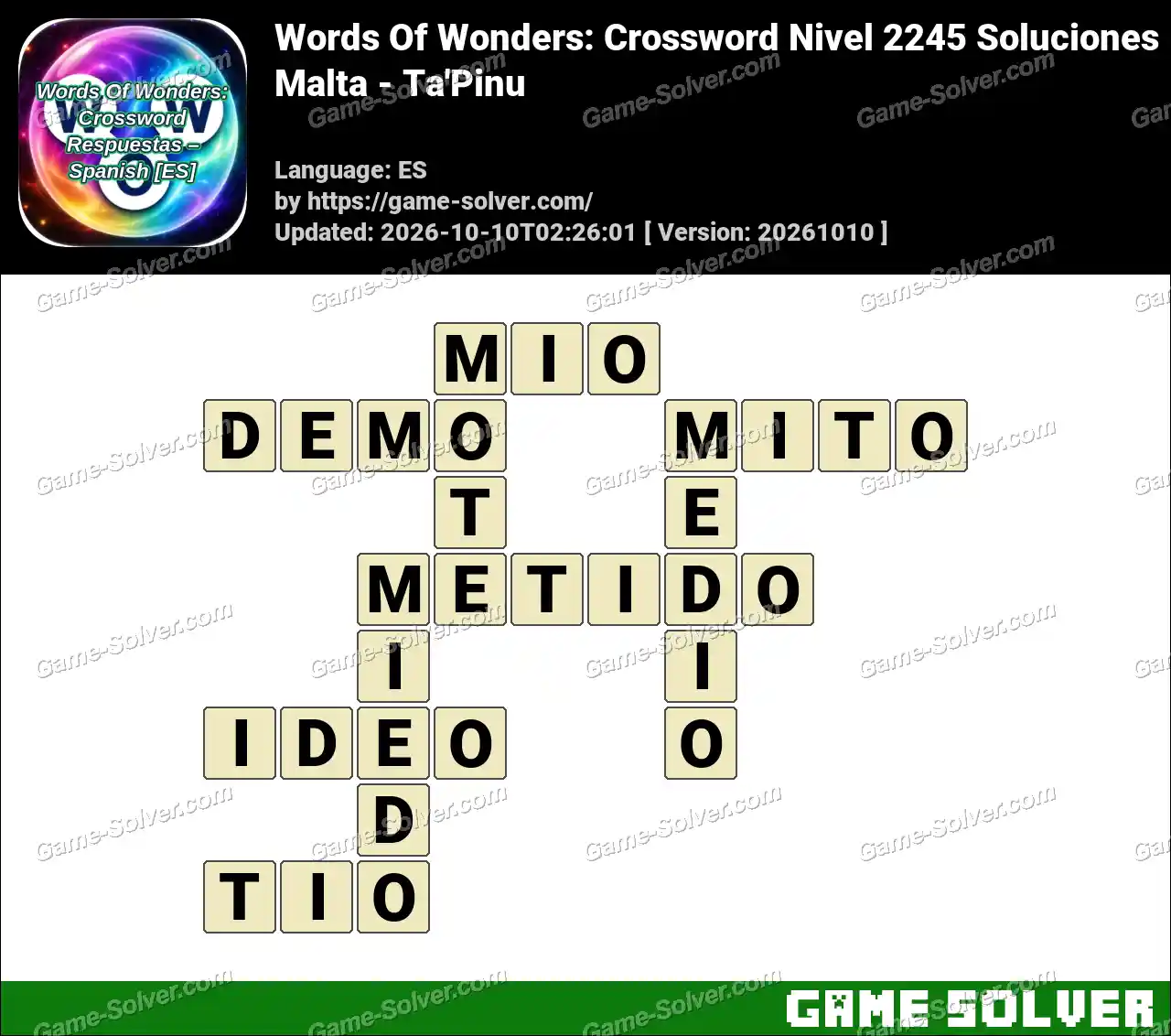 Words Of Wonders: Crossword Nivel 2245 Soluciones – Malta – Ta’Pinu